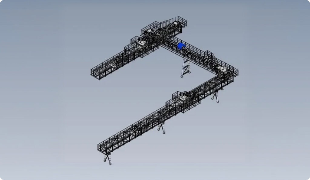 3DCADで設計された3Dコンベア図案