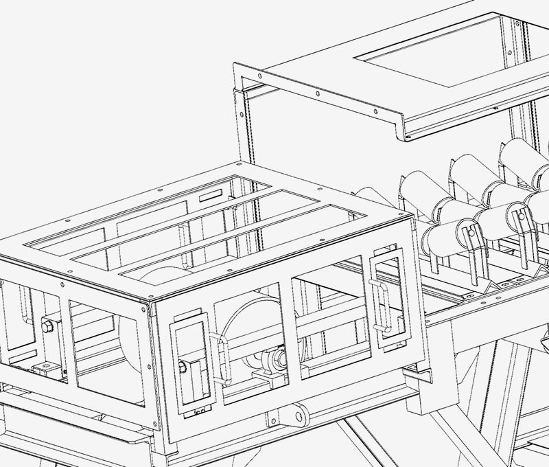 高解像度の工場用機械の設計図のイラスト.